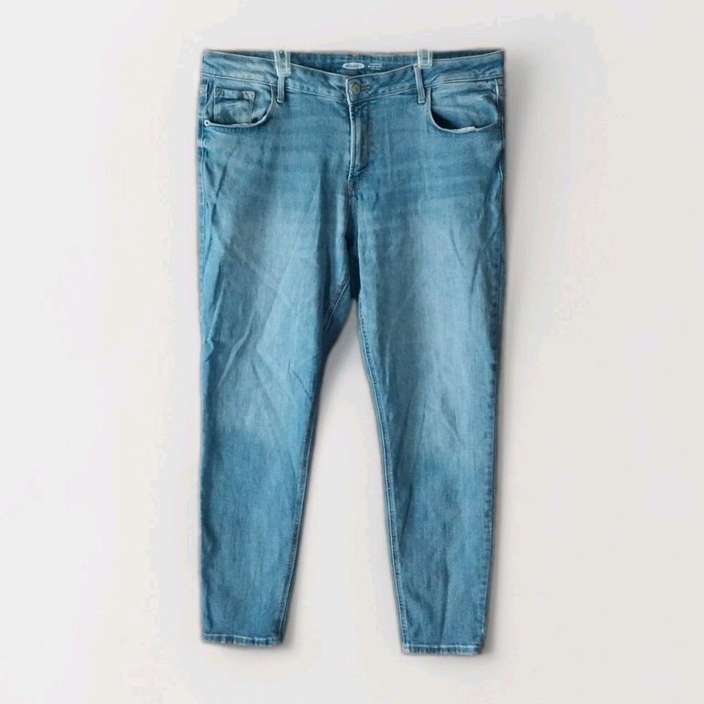 Old Navy Womens 16 Rockstar Super Skinny Denim Mid Rise Blue Jeans Comfort Fit